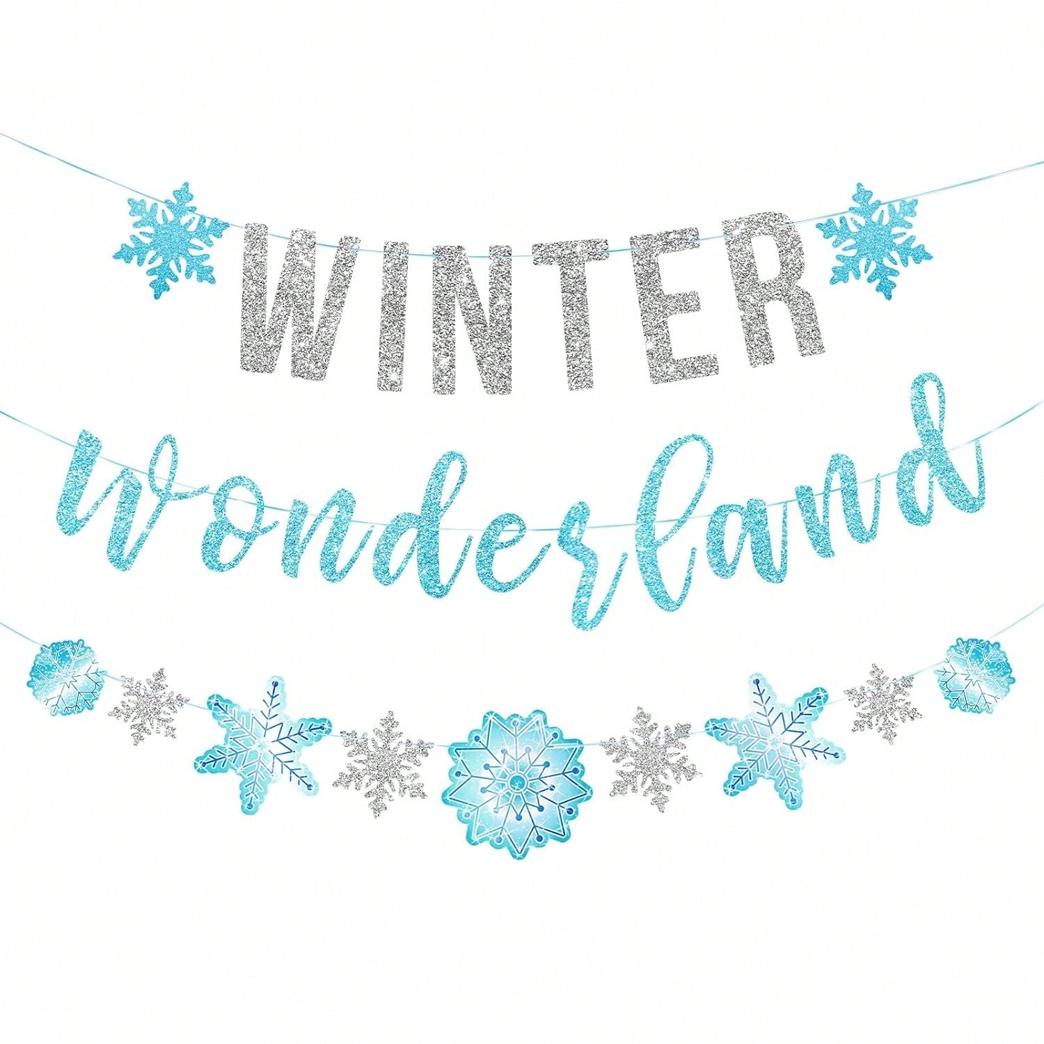 Winter Wonderland Snowflake Garland Banner for Christmas Wedding Birthday