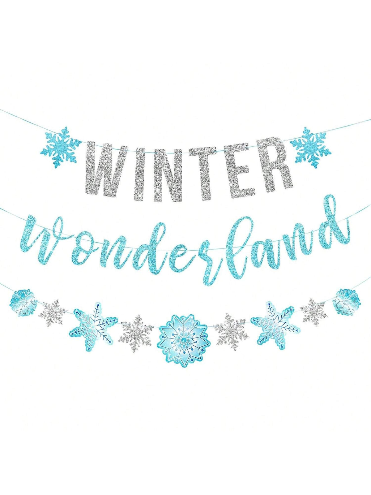 Winter Wonderland Snowflake Garland Banner for Christmas Wedding Birthday