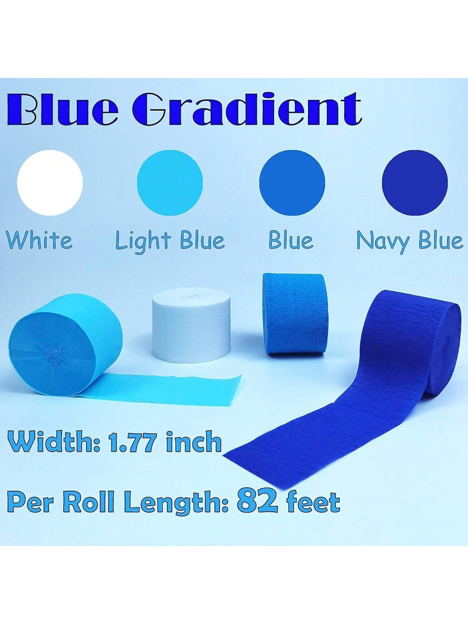 Blue Crepe Paper Streamers 8 Rolls 656ft Birthday Party Decorations