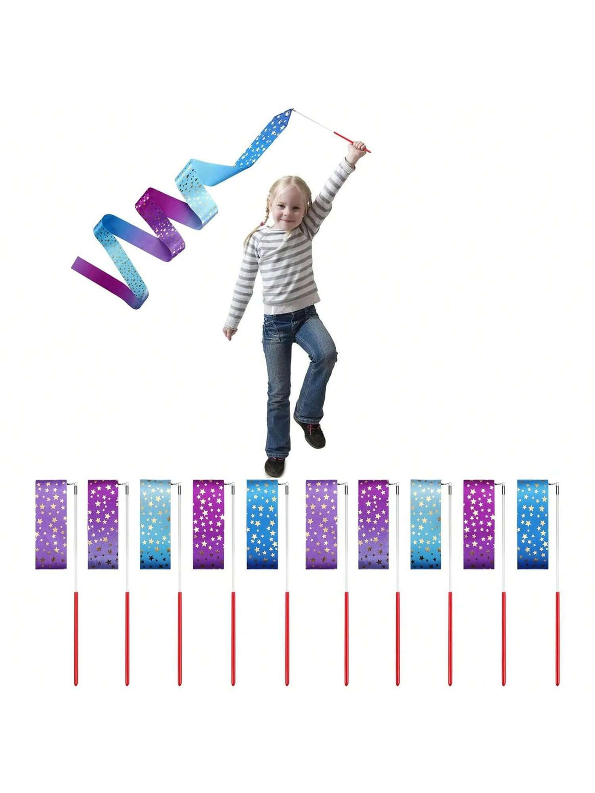 20-Pack Ribbon Wands Party Favors for Kids Dance and Outdoor Games