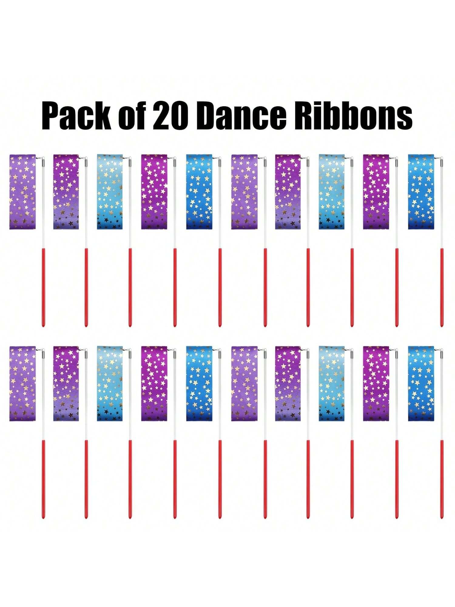 20-Pack Ribbon Wands Party Favors for Kids Dance and Outdoor Games
