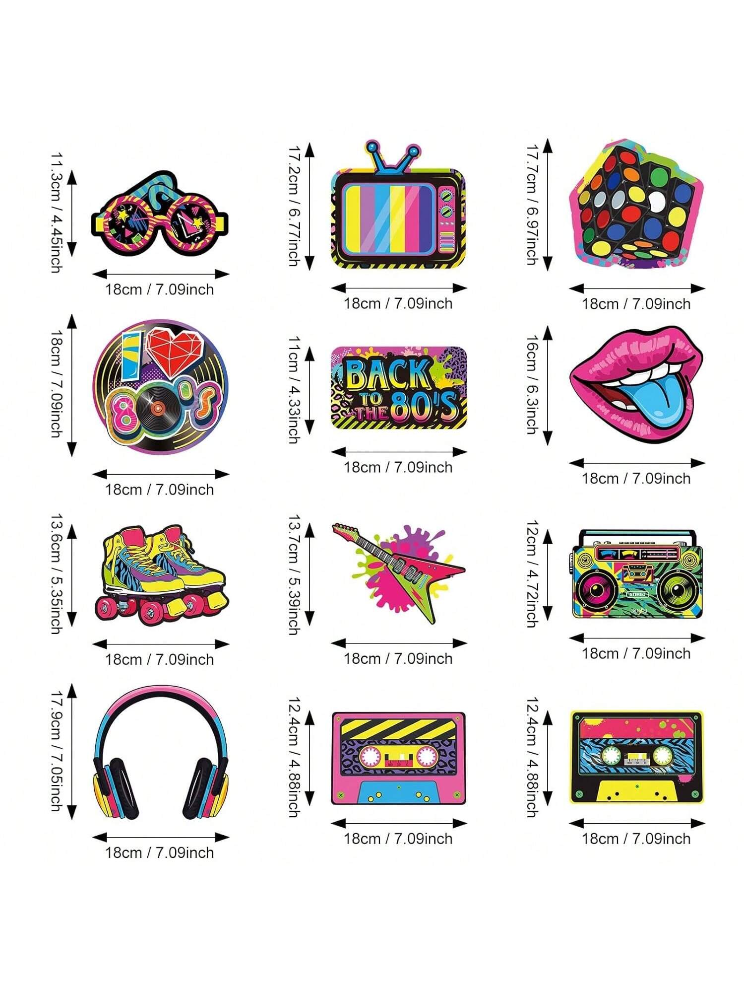 53pcs 80s Party Hanging Swirls Retro Hip Hop Neon Ceiling Decor for Adults