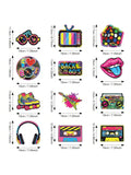 53pcs 80s Party Hanging Swirls Retro Hip Hop Neon Ceiling Decor for Adults