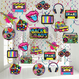 53pcs 80s Party Hanging Swirls Retro Hip Hop Neon Ceiling Decor for Adults