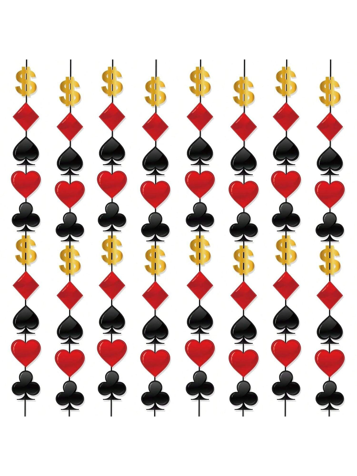 10pcs Casino Theme Hanging Swirls Red Black Poker Decorations for Party