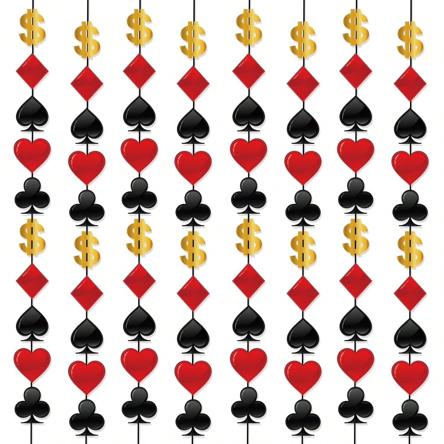 10pcs Casino Theme Hanging Swirls Red Black Poker Decorations for Party