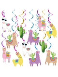 20pcs Llama Cactus Hanging Swirl Decorations for Llama Birthday Fiesta Party