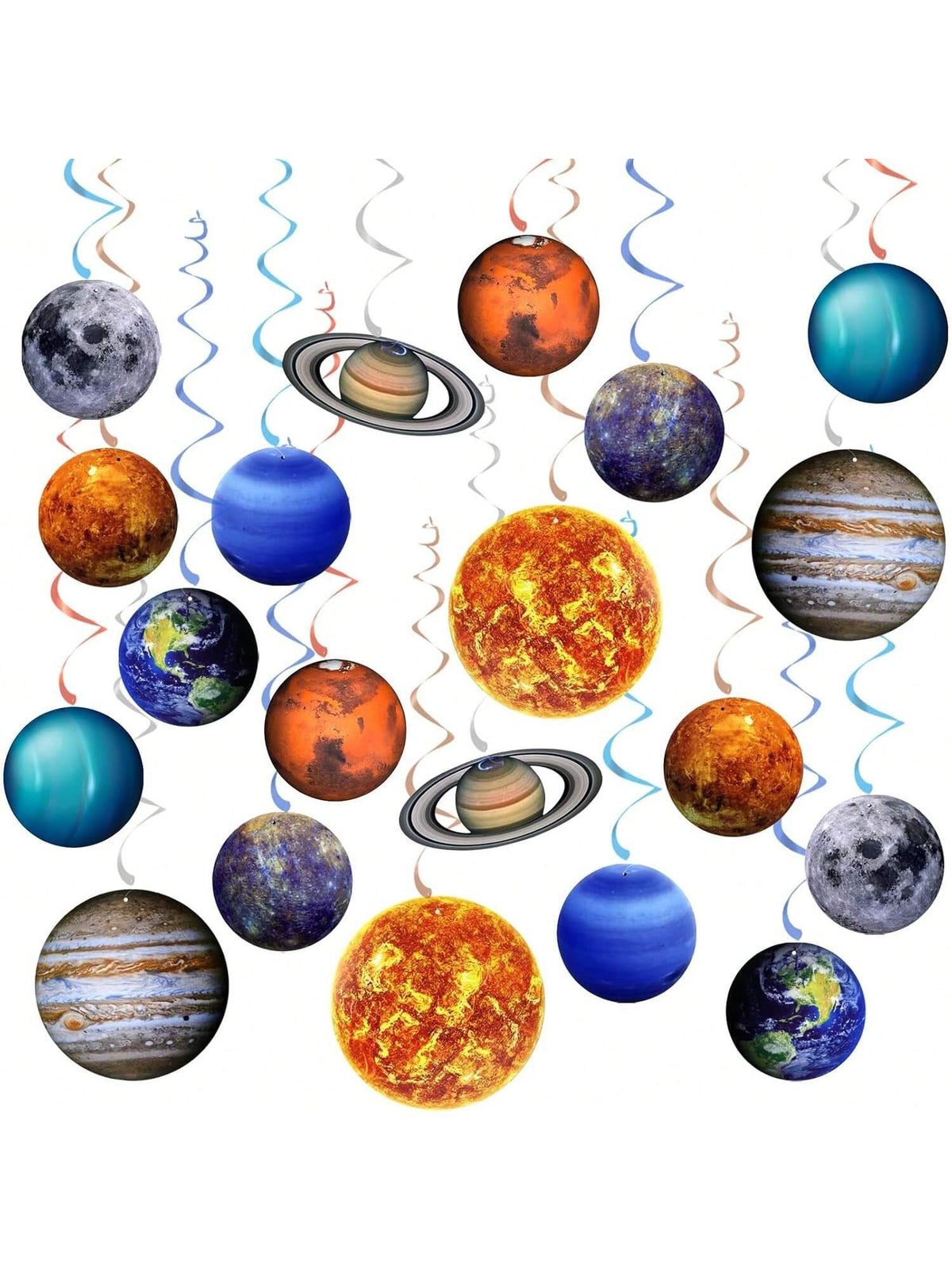 20PCS Space Solar System Hanging Swirls Outer Space Party Decor