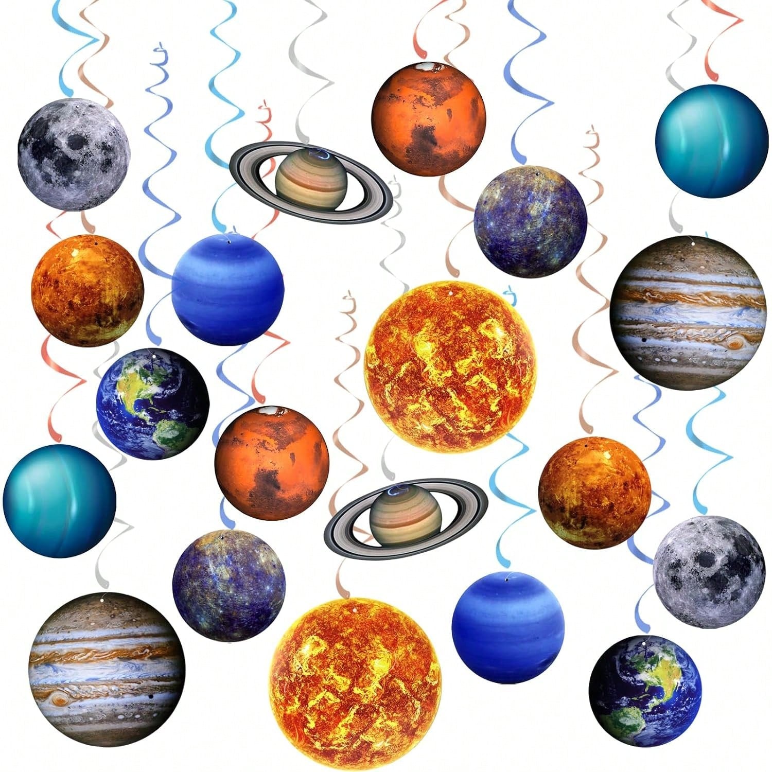 20PCS Space Solar System Hanging Swirls Outer Space Party Decor