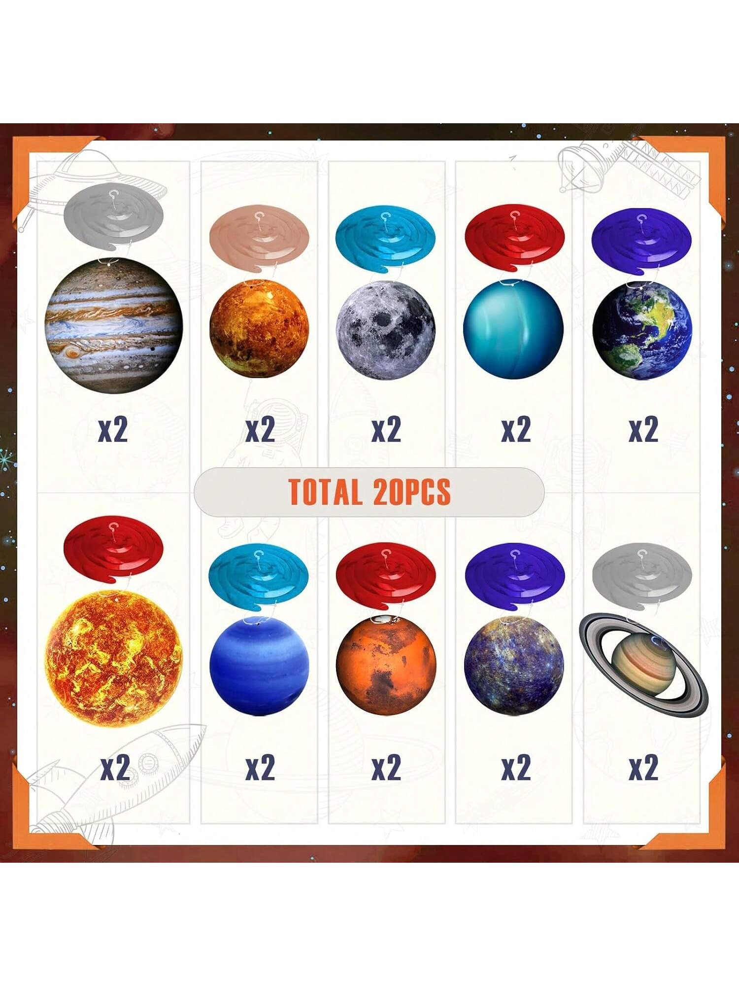 20PCS Space Solar System Hanging Swirls Outer Space Party Decor