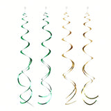 24pcs Green Gold Hanging Swirl Streamers for Birthday Wedding Shower Party