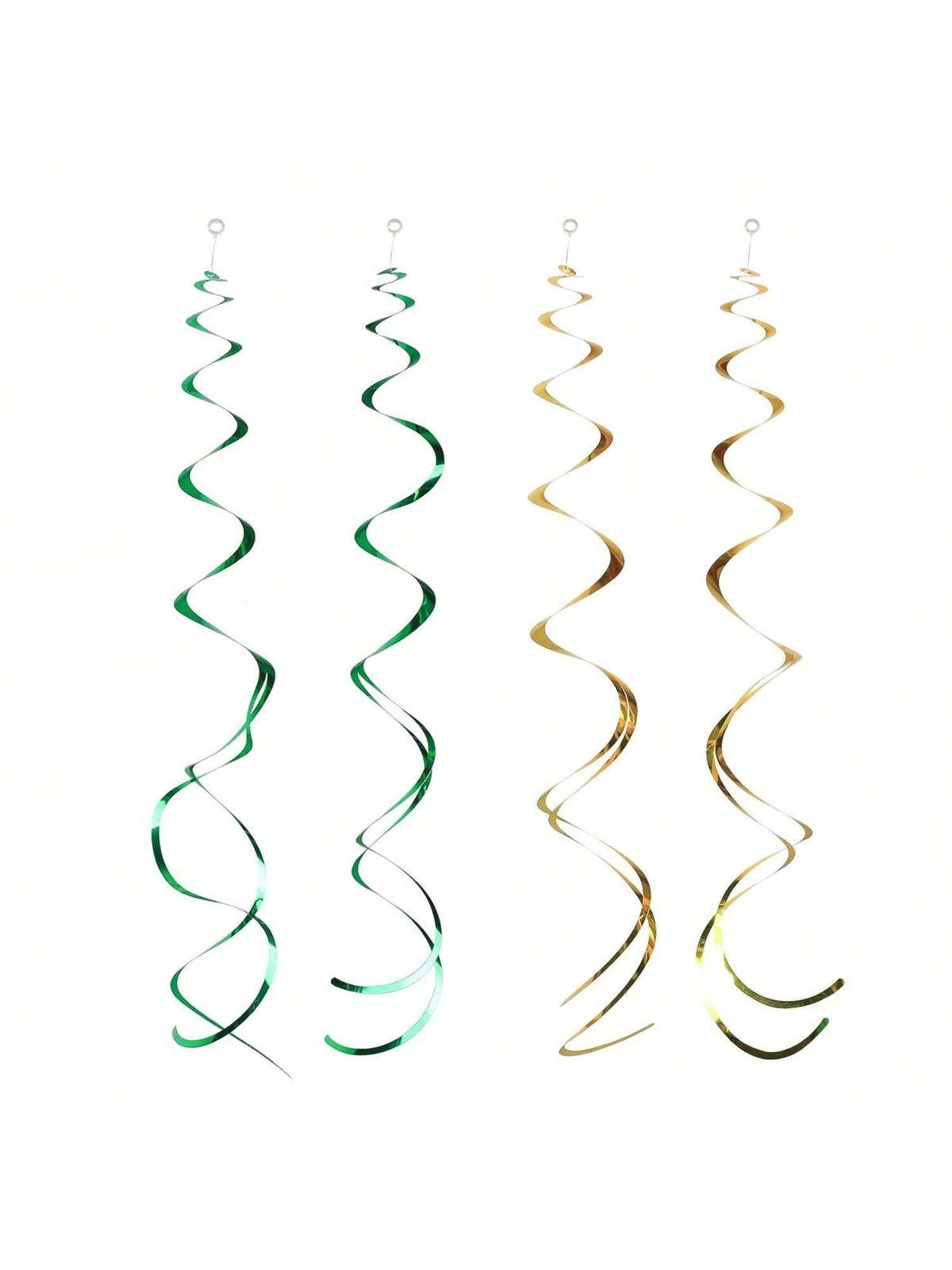 24pcs Green Gold Hanging Swirl Streamers for Birthday Wedding Shower Party