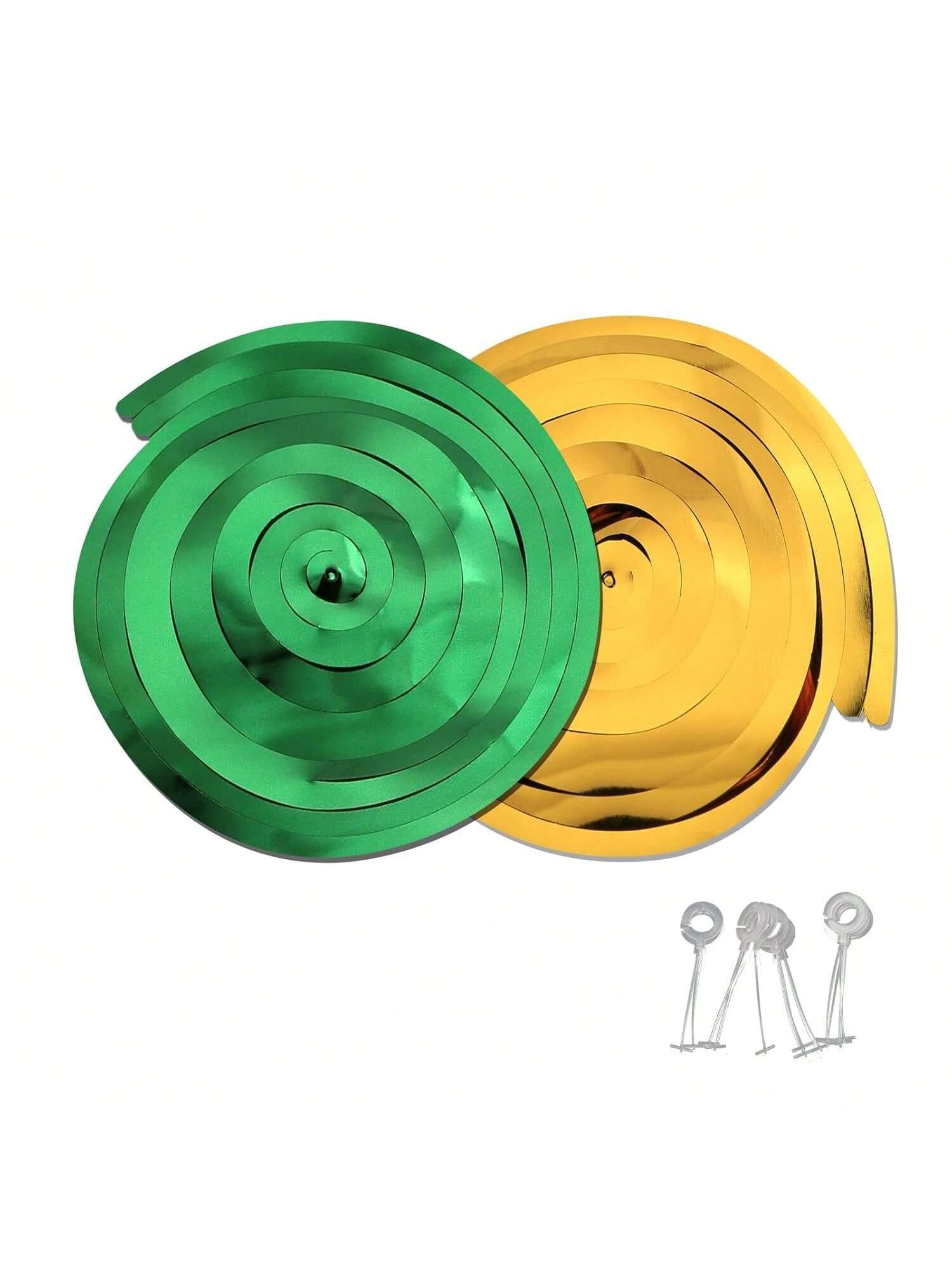 24pcs Green Gold Hanging Swirl Streamers for Birthday Wedding Shower Party
