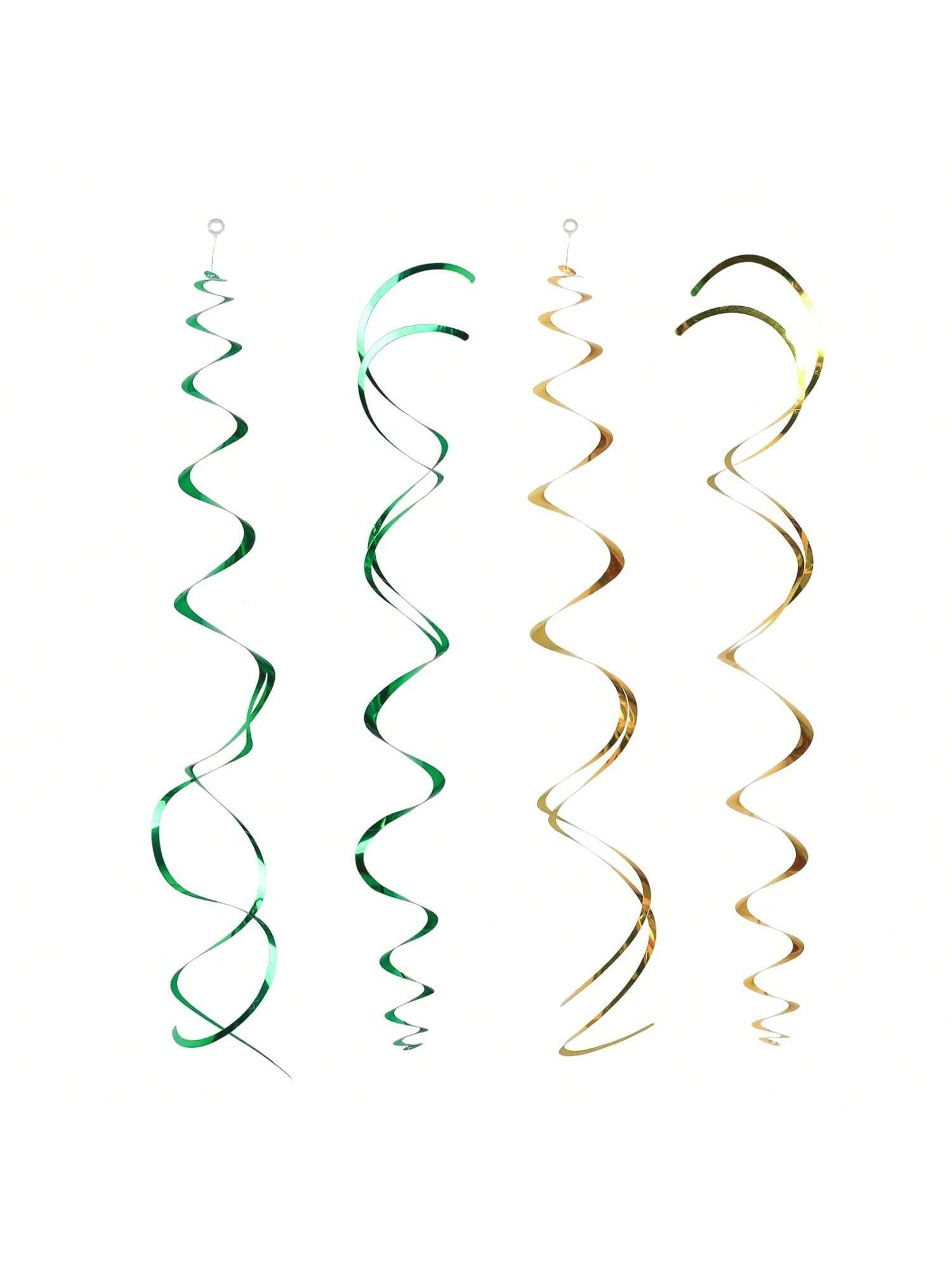 24pcs Green Gold Hanging Swirl Streamers for Birthday Wedding Shower Party