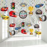 30pcs Race Car Party Hanging Swirls Checkered Flag Ceiling Decorations
