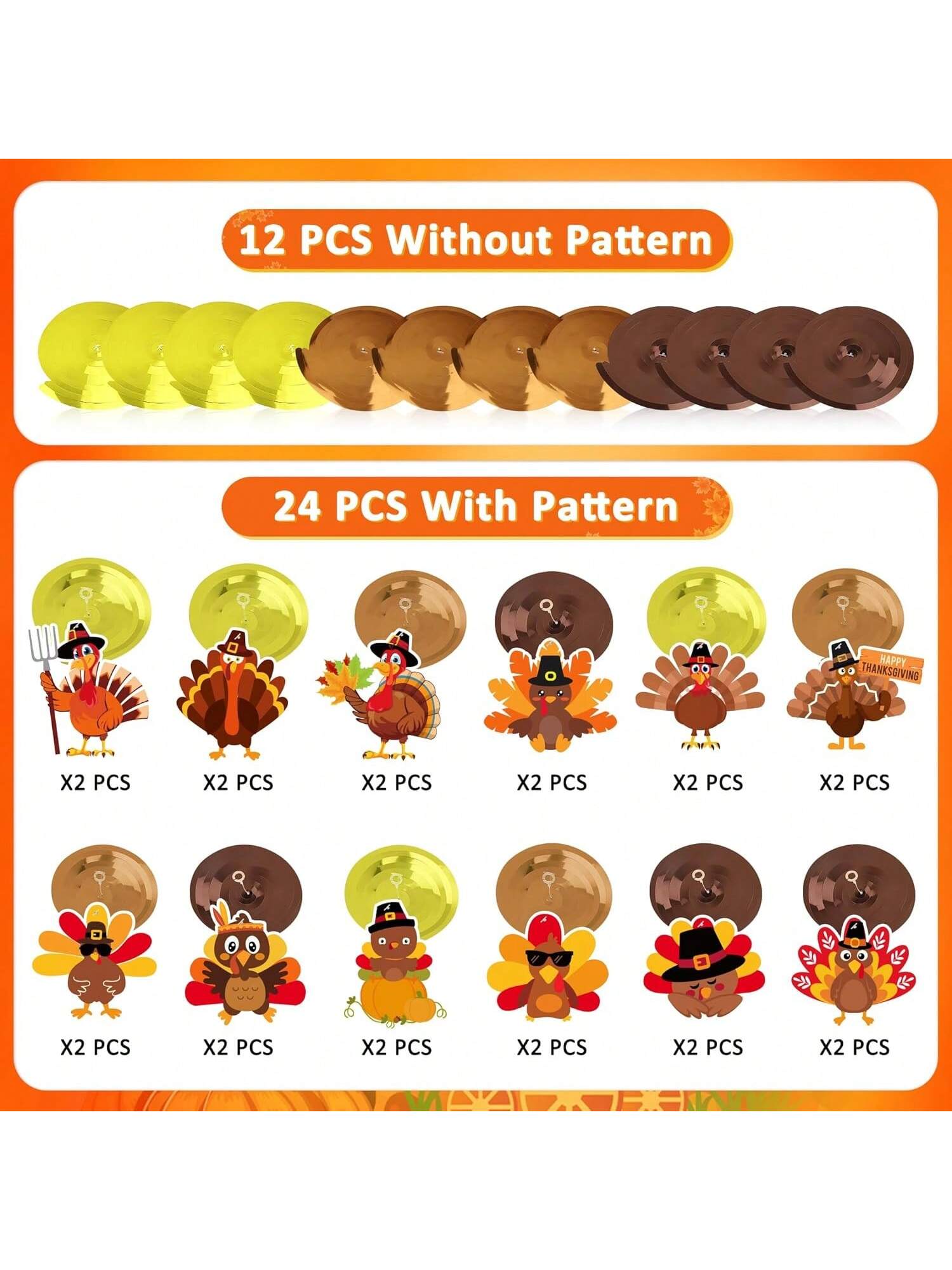 36pcs Thanksgiving Hanging Swirls Turkey Decorations for Party Classroom