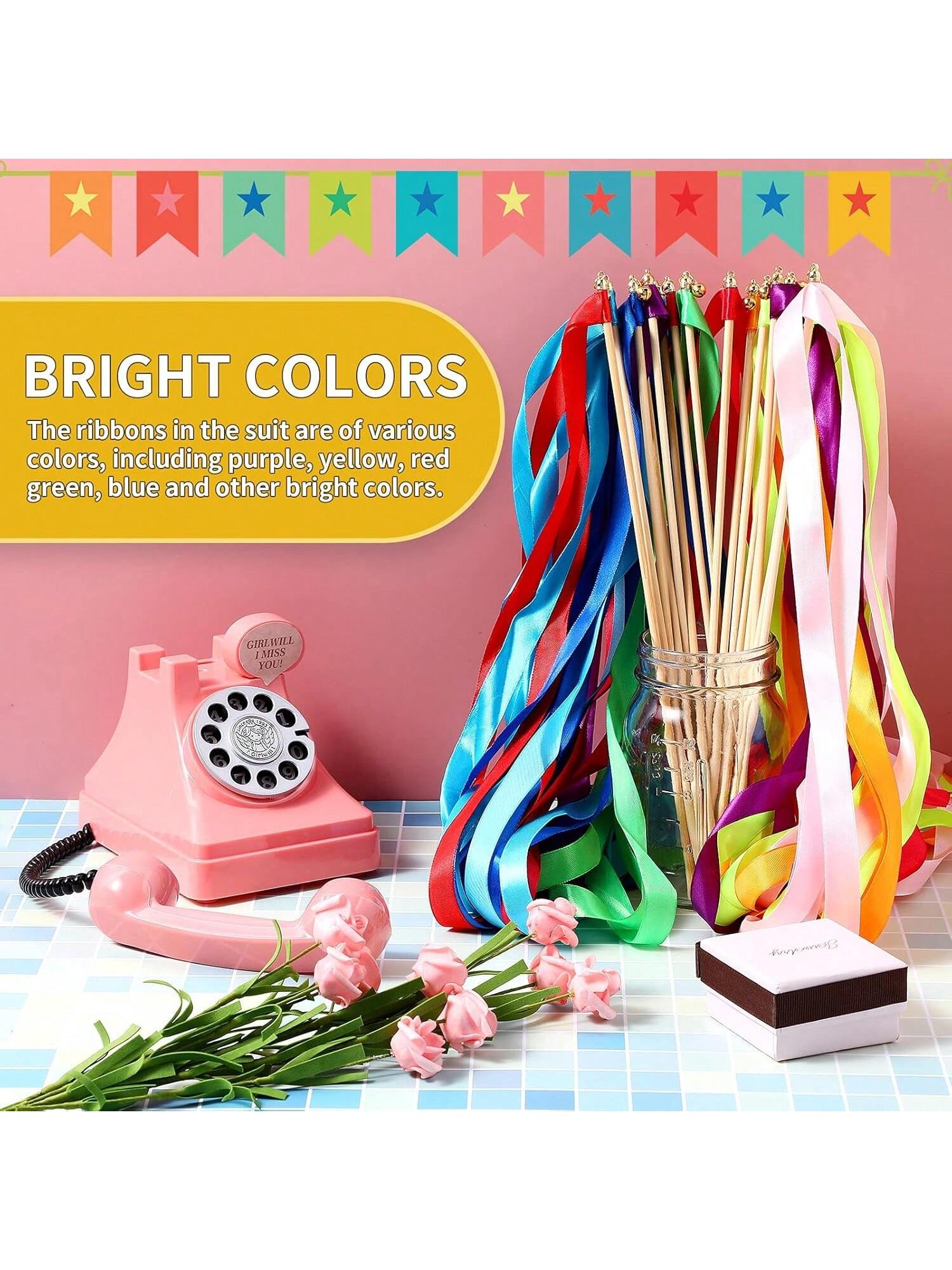 50pcs Colorful Ribbon Sticks Wedding and Party Streamers