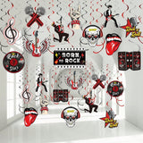 53PCS Rock & Roll Party Decorations Guitar Record Swirls Ceiling Decor