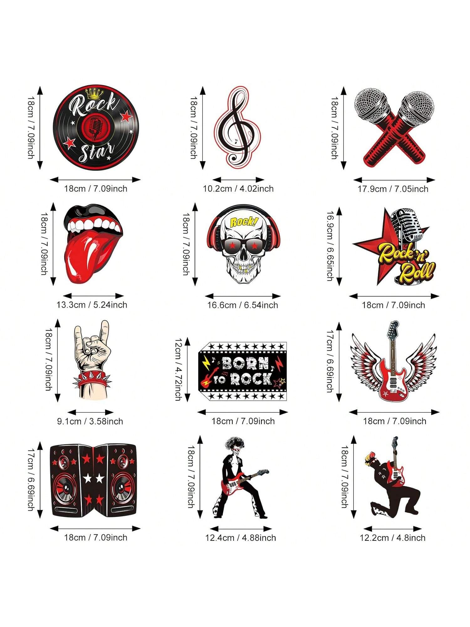 53PCS Rock & Roll Party Decorations Guitar Record Swirls Ceiling Decor