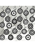 60PCS Race Car Party Hanging Swirls with Tire Decorations for Birthday Parties