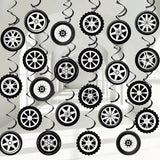 60PCS Race Car Party Hanging Swirls with Tire Decorations for Birthday Parties