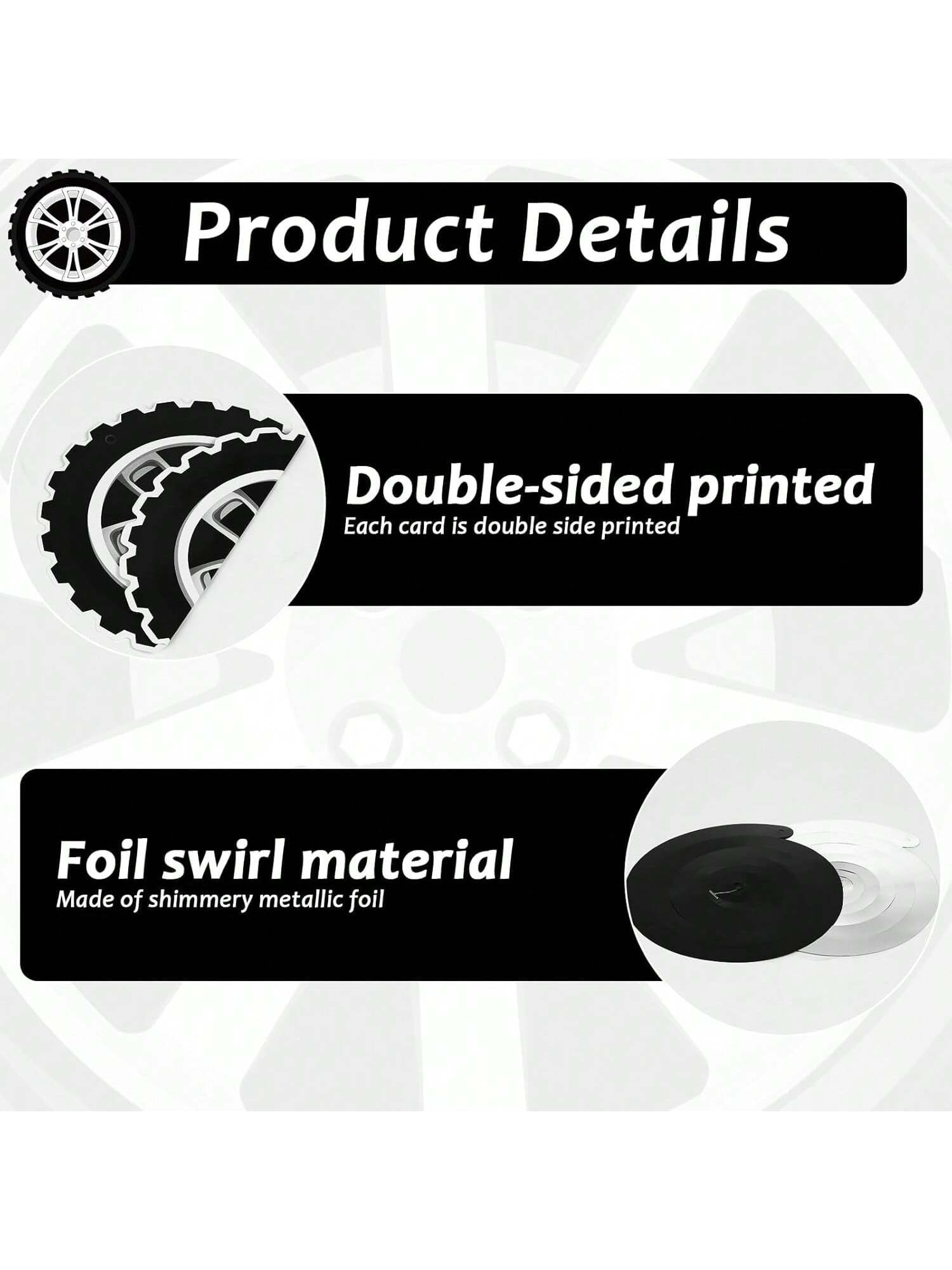 60PCS Race Car Party Hanging Swirls with Tire Decorations for Birthday Parties