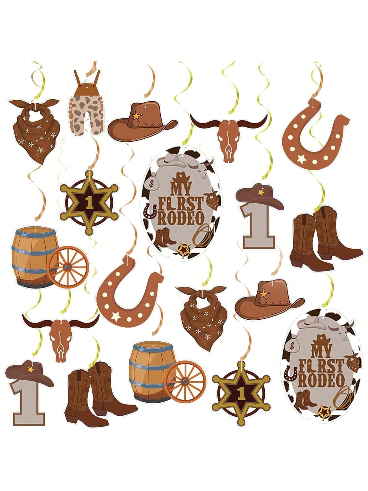 Cow Party Decorations My First Rodeo Hanging Swirls Western Birthday