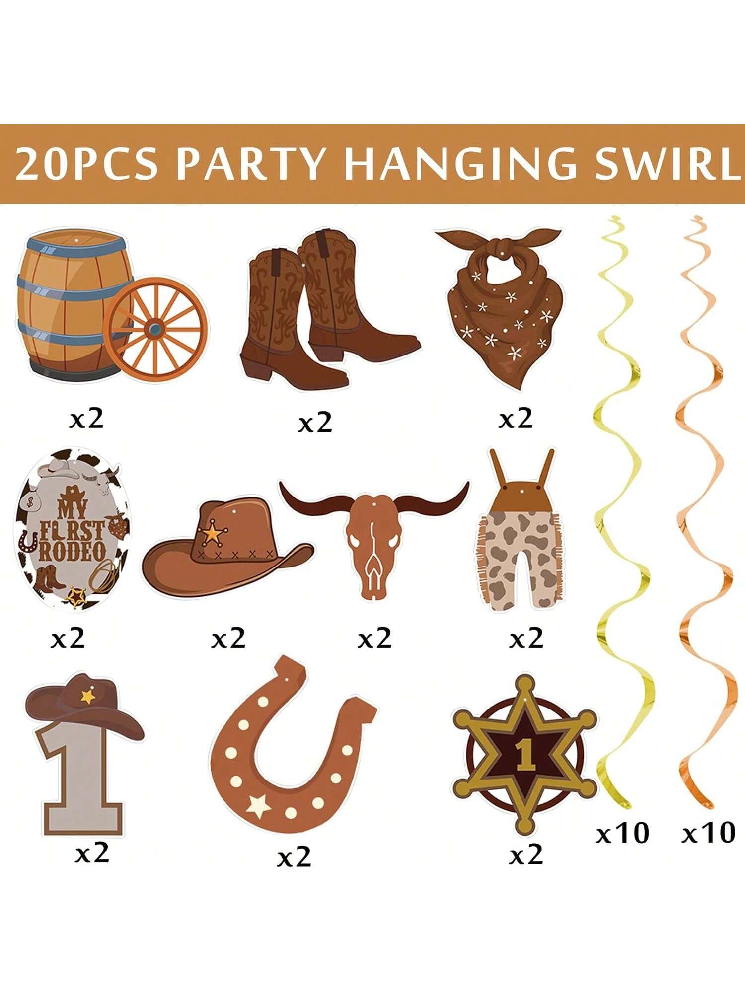 Cow Party Decorations My First Rodeo Hanging Swirls Western Birthday