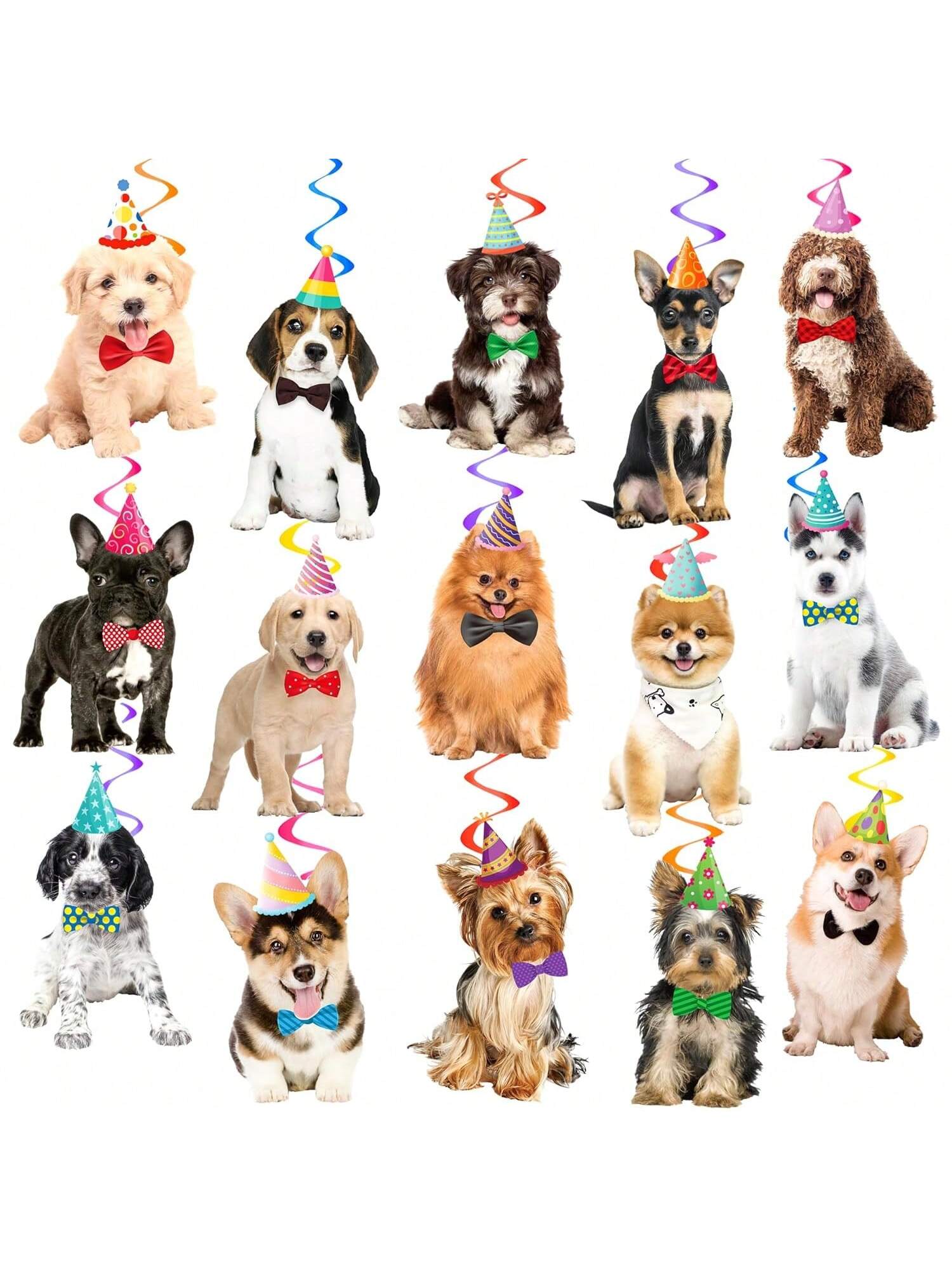 20PCS Dog Hanging Swirls Puppy Birthday Party Ceiling Streamers Decor