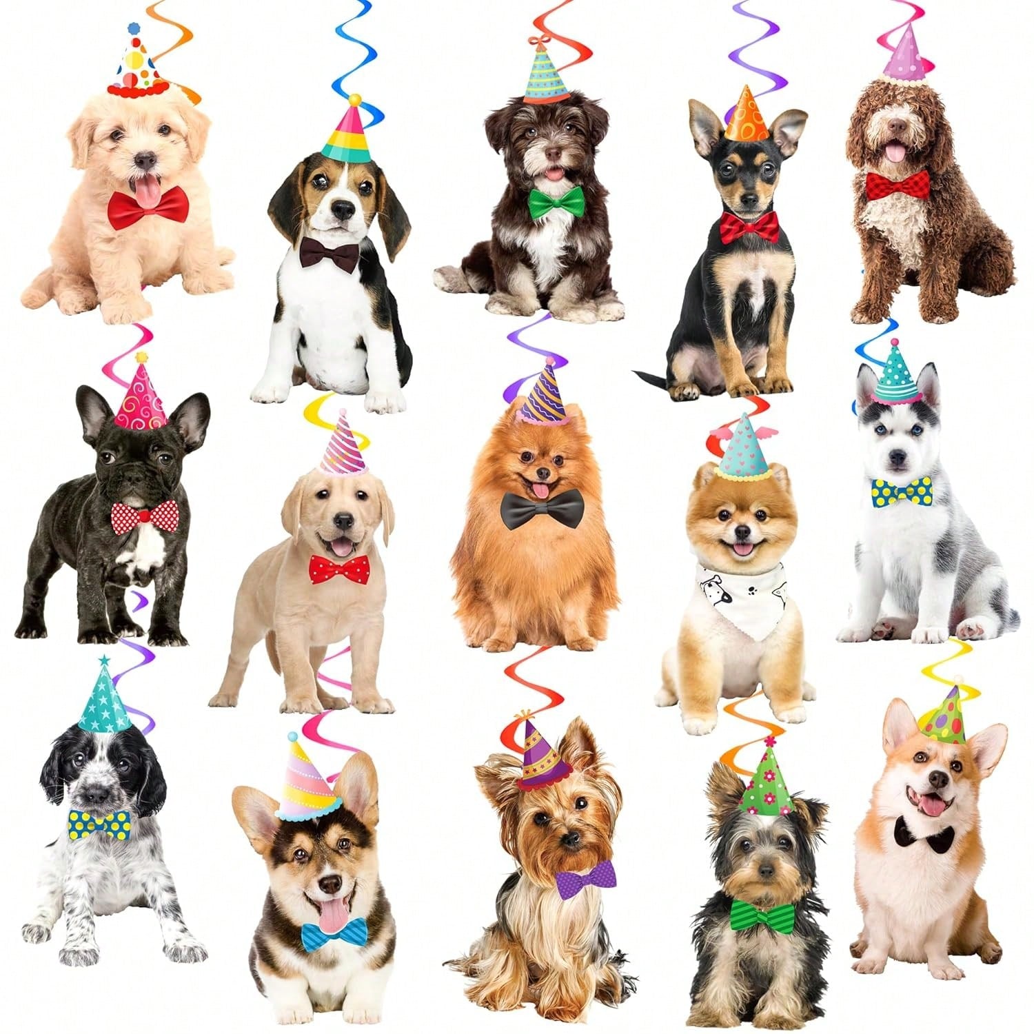 20PCS Dog Hanging Swirls Puppy Birthday Party Ceiling Streamers Decor
