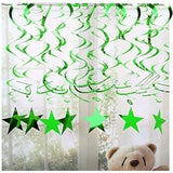30PCS Green Star Hanging Swirls with Gold Accents for Parties & Weddings