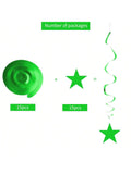 30PCS Green Star Hanging Swirls with Gold Accents for Parties & Weddings