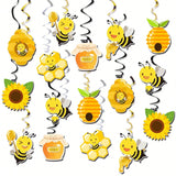 32PCS Honey Bumble Bee Hanging Swirls for Kids & Baby Shower Parties