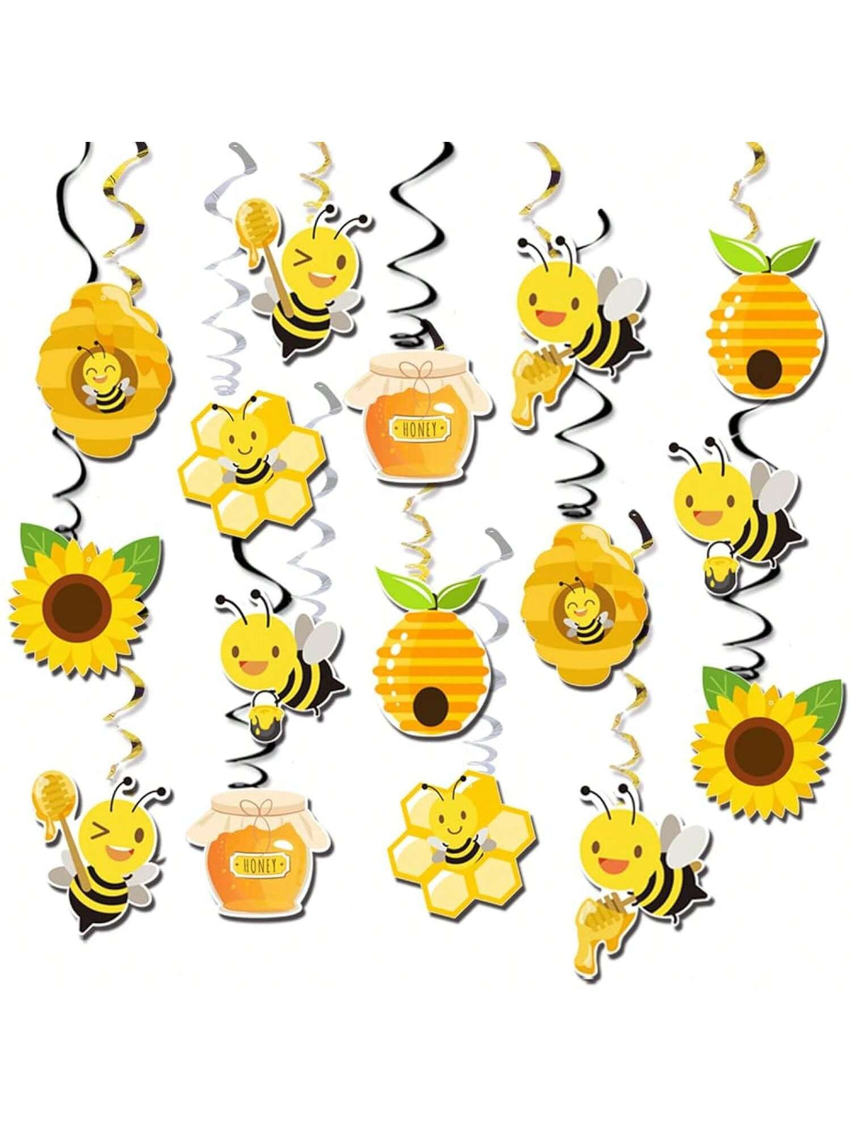 32PCS Honey Bumble Bee Hanging Swirls for Kids & Baby Shower Parties