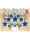30PCS Blue Party Ceiling Swirls with Star Decorations