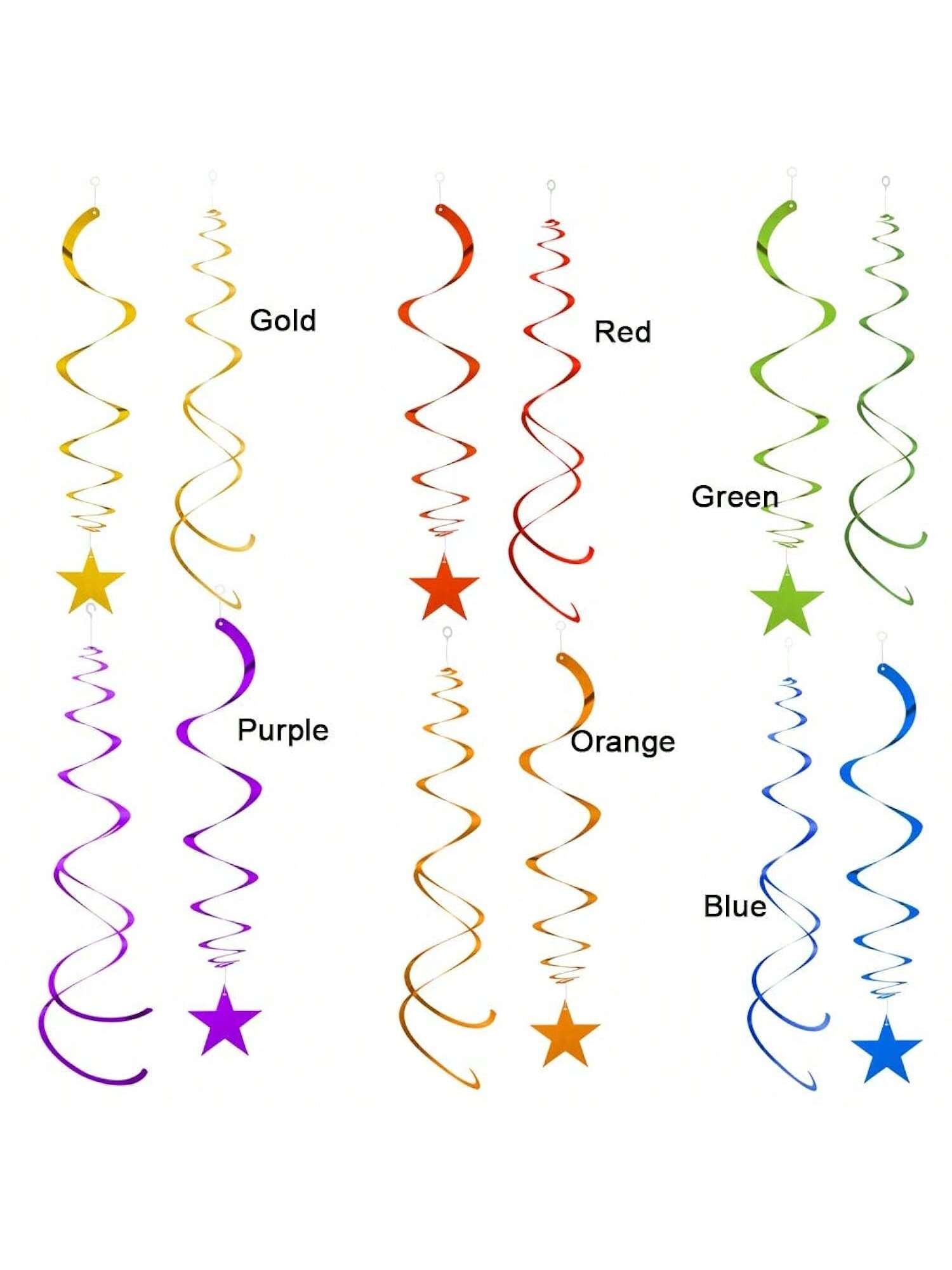 36pcs Rainbow Star Hanging Swirl Party Decorations