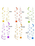 36pcs Rainbow Star Hanging Swirl Party Decorations