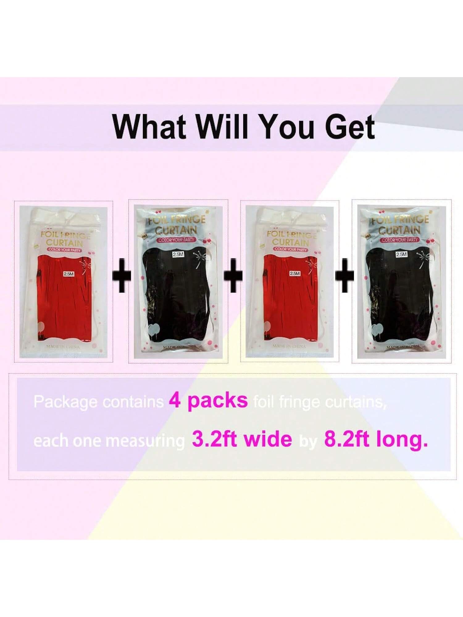Red And Black Party Decorations- 4 Pack Of 3.2X8.2Ft Foil Fringe Curtains For Graduation Party Decorations 2024 Casino Theme Party Decorations Red And Black Birthday Decorations -