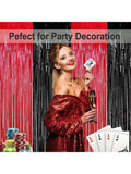 Red And Black Party Decorations- 4 Pack Of 3.2X8.2Ft Foil Fringe Curtains For Graduation Party Decorations 2024 Casino Theme Party Decorations Red And Black Birthday Decorations -