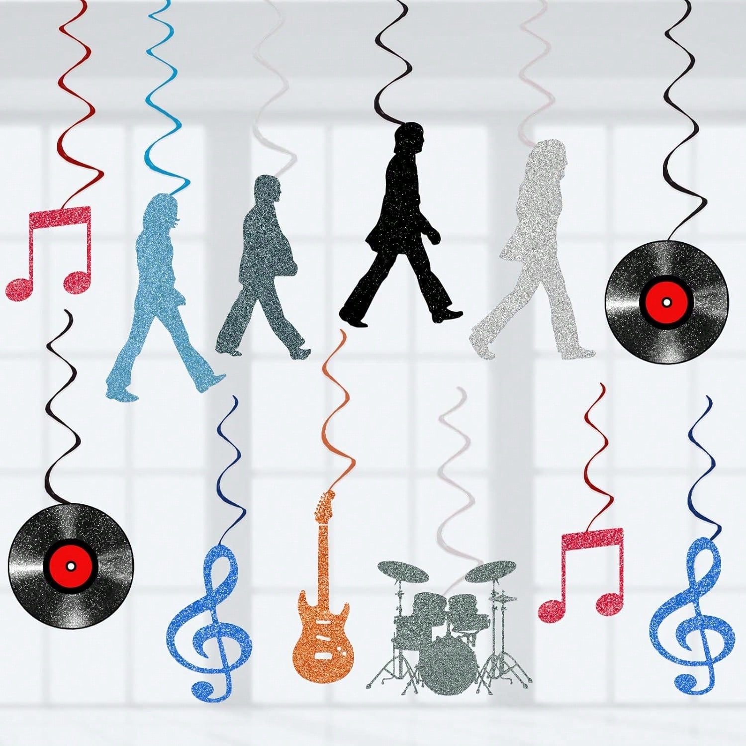 24pcs 60s Retro Rock and Roll Hanging Swirls Party Decor