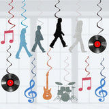 24pcs 60s Retro Rock and Roll Hanging Swirls Party Decor