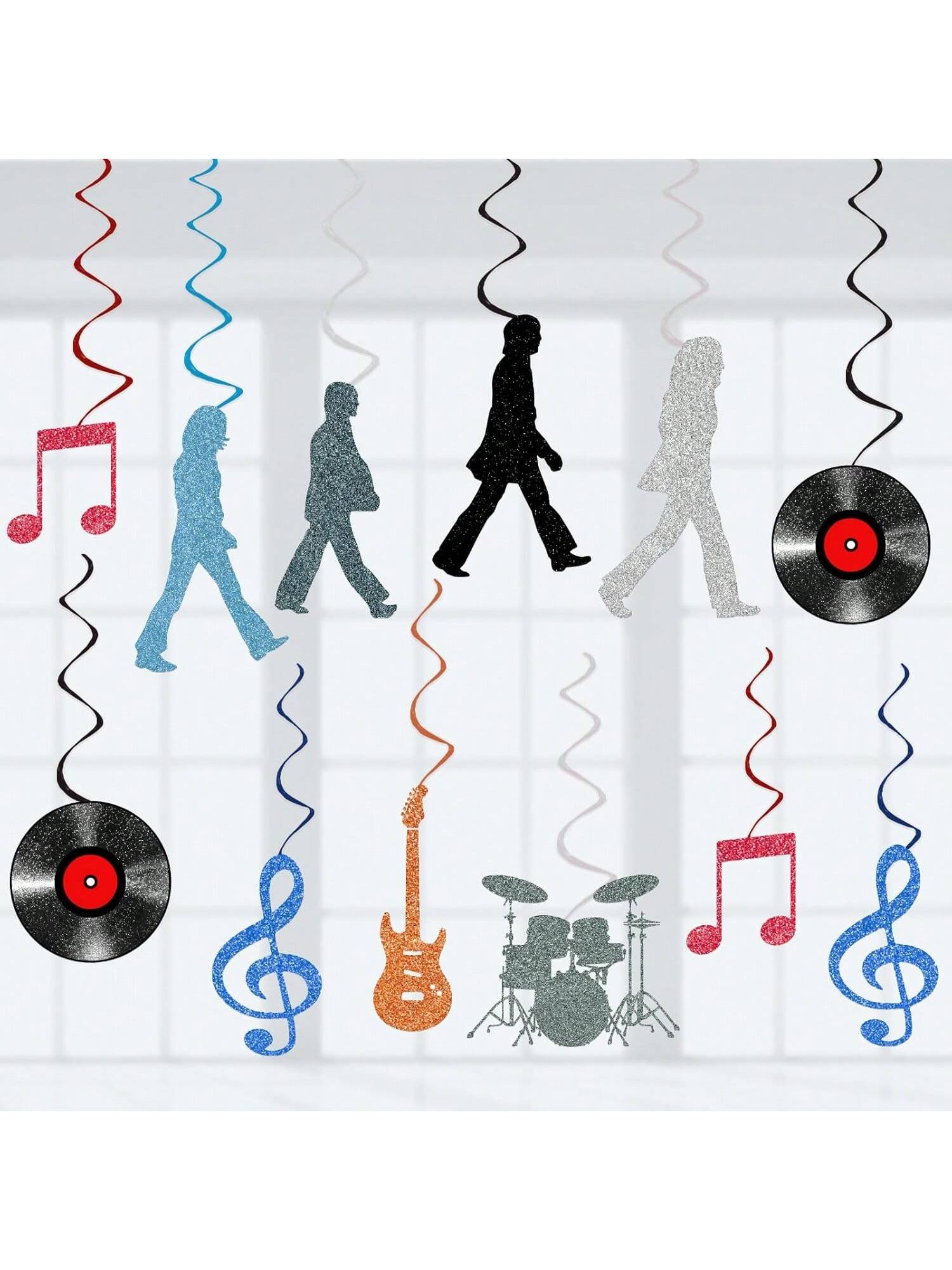 24pcs 60s Retro Rock and Roll Hanging Swirls Party Decor