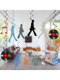 24pcs 60s Retro Rock and Roll Hanging Swirls Party Decor