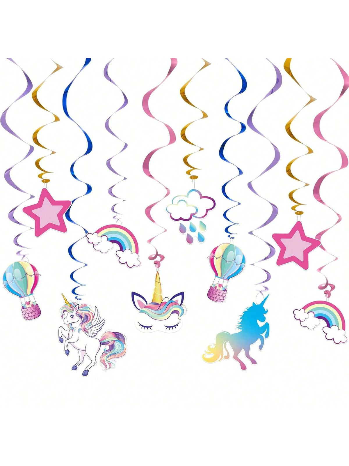 Unicorn Hanging Swirls 21pcs Rainbow Ceiling Decorations for Birthday Party