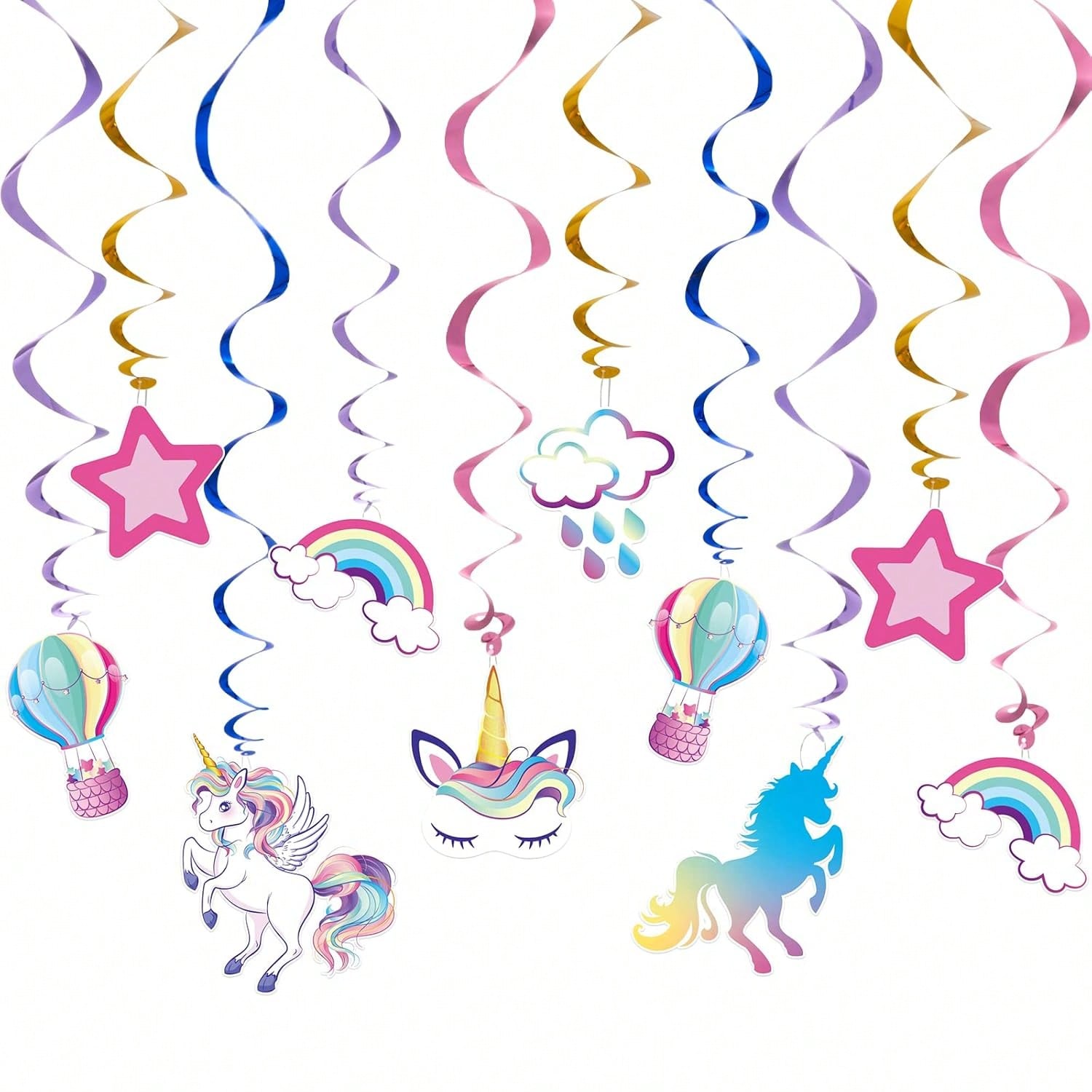Unicorn Hanging Swirls 21pcs Rainbow Ceiling Decorations for Birthday Party