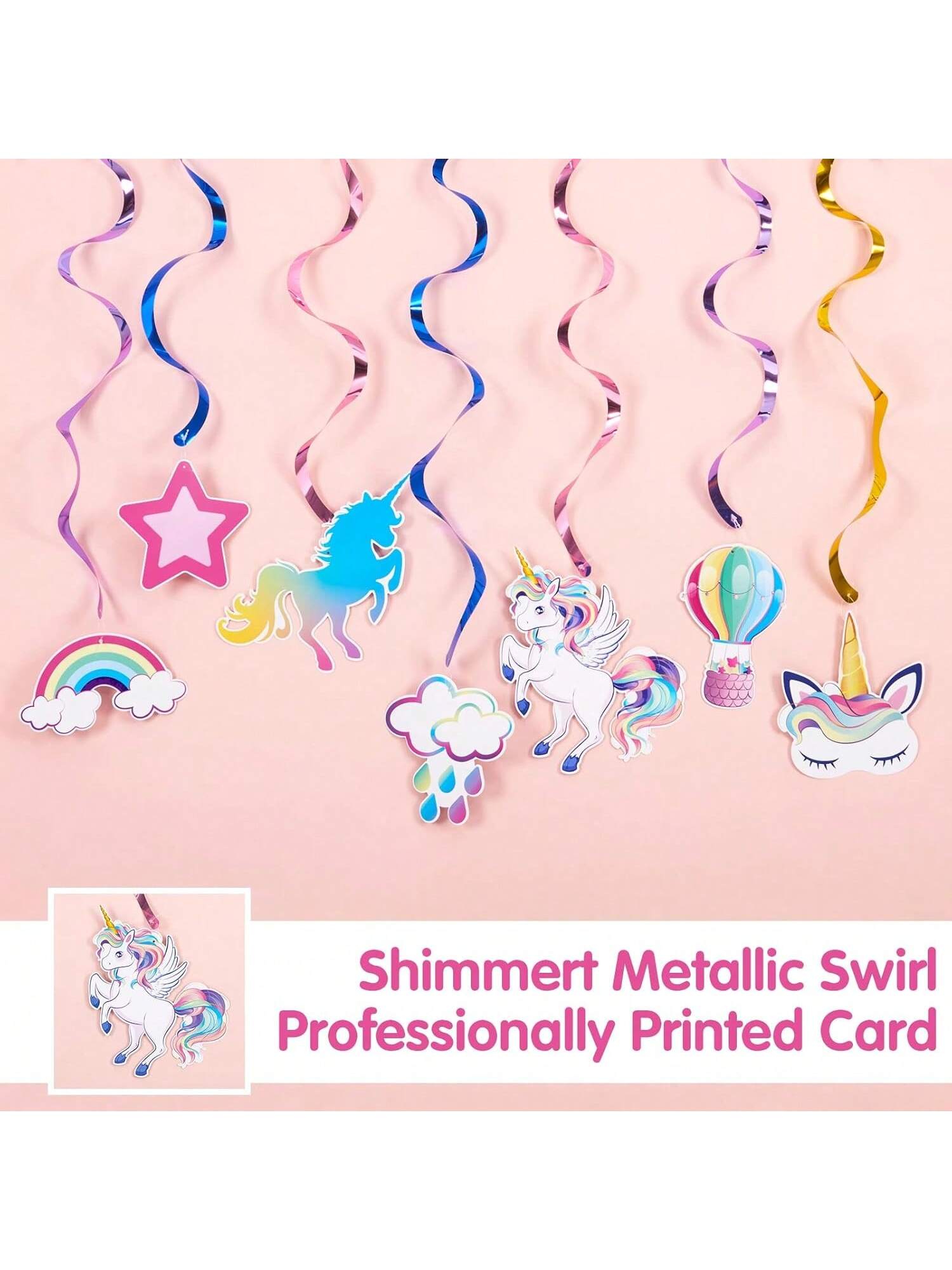 Unicorn Hanging Swirls 21pcs Rainbow Ceiling Decorations for Birthday Party