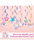 Unicorn Hanging Swirls 21pcs Rainbow Ceiling Decorations for Birthday Party