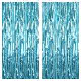 XL Blue Foil Fringe Curtain 6.4x8 ft Pack of 2 Ocean Mermaid Party Decor
