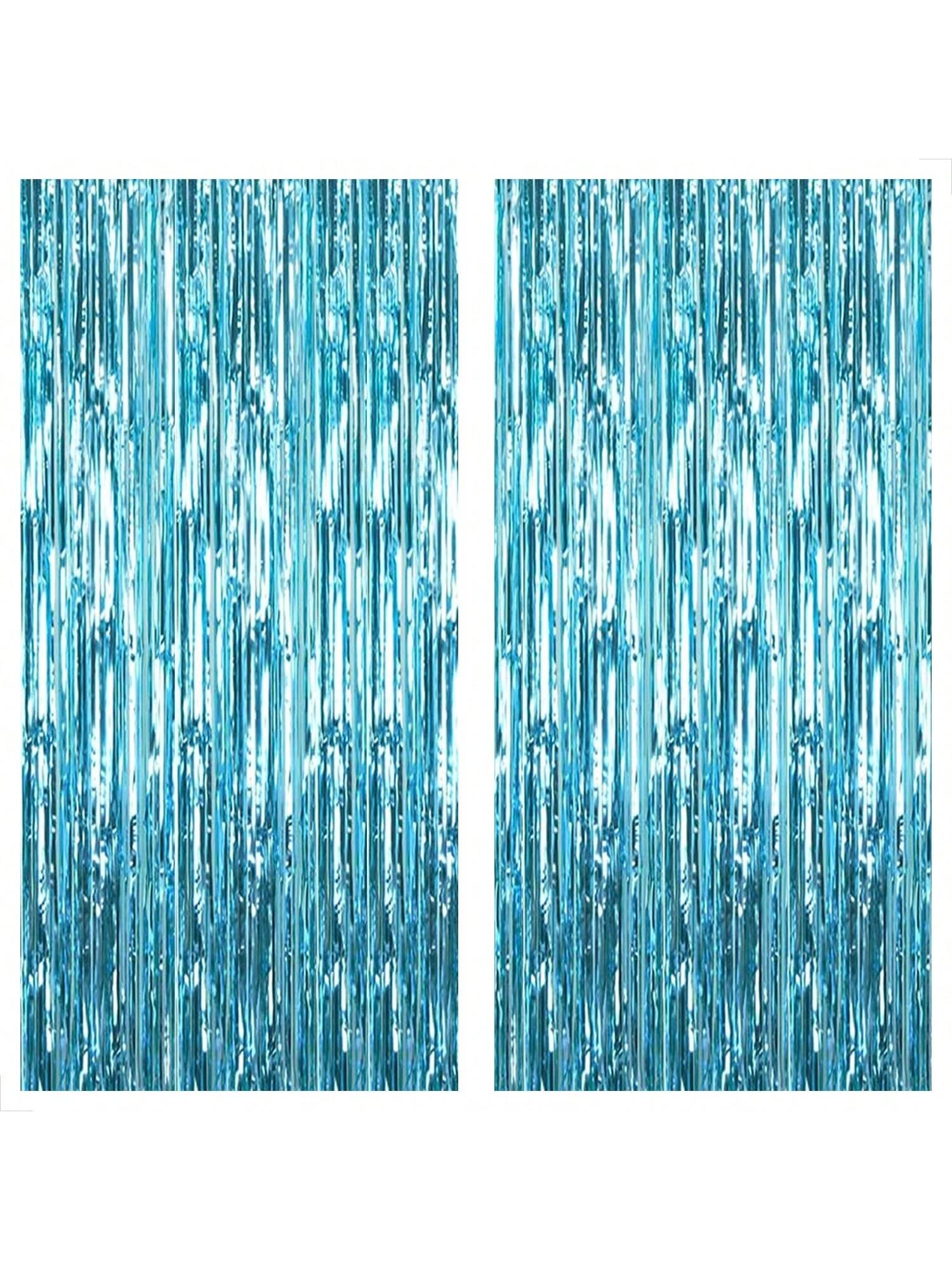 XL Blue Foil Fringe Curtain 6.4x8 ft Pack of 2 Ocean Mermaid Party Decor