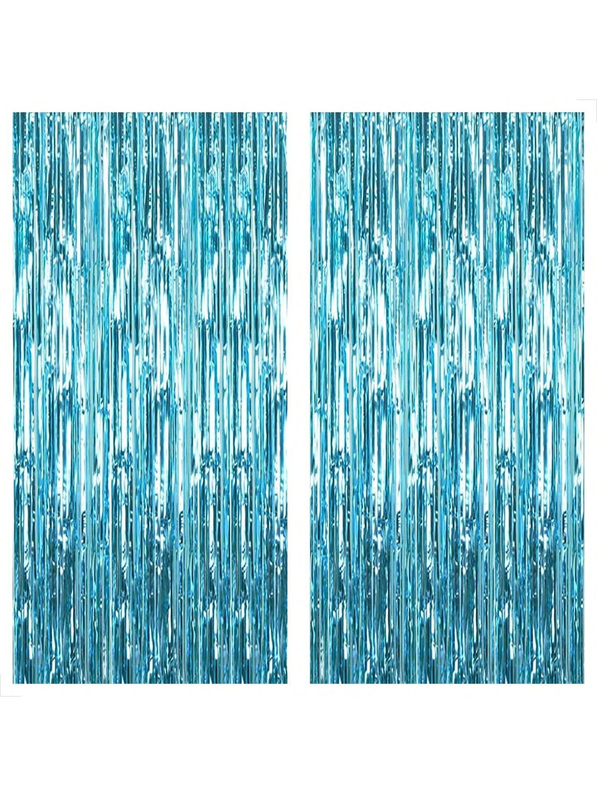 XL Blue Foil Fringe Curtain 6.4x8 ft Pack of 2 Ocean Mermaid Party Decor